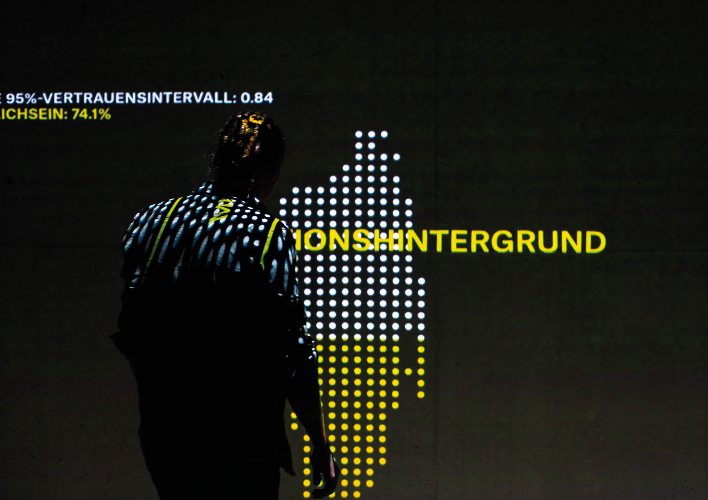 Interaktive Datenprojektion zur Sichtbarmachung übersehener Stimmen im Bereich psychischer Gesundheit, entwickelt von Cyril Keller